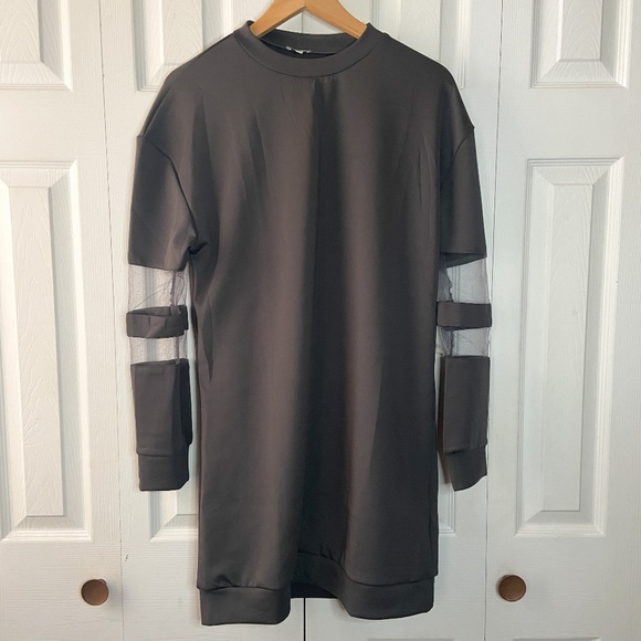 Tobi Dresses & Skirts - Oversized Tobi Gray T Shirt Dress Modern Mesh Sleeves NWT